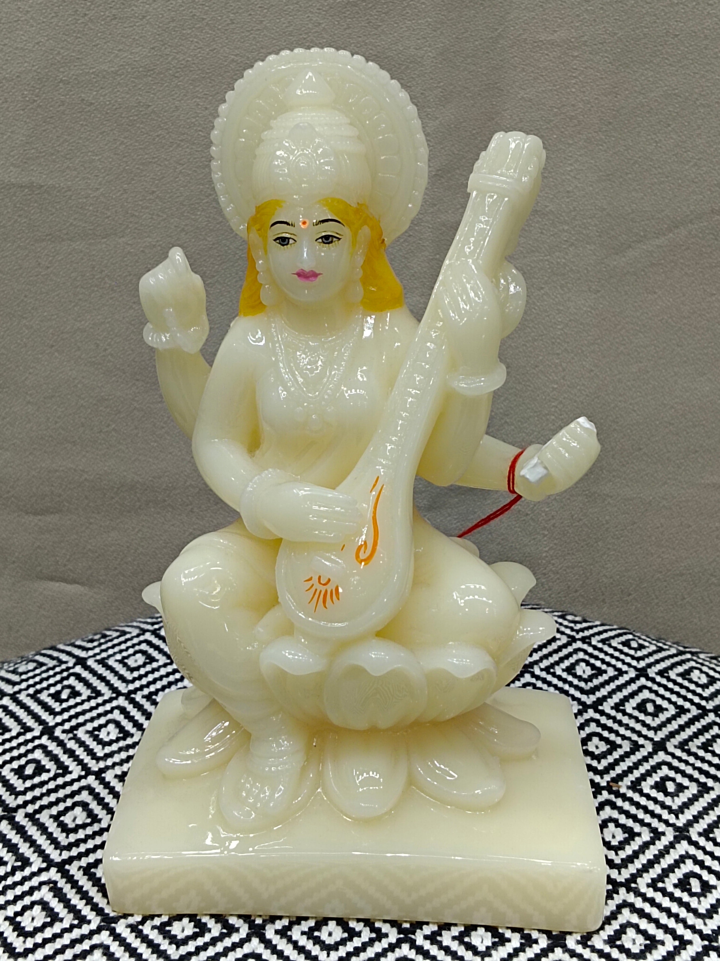 Goddess Saraswati Fiber Statue with Veena – Elegant Idol for Pooja & Décor