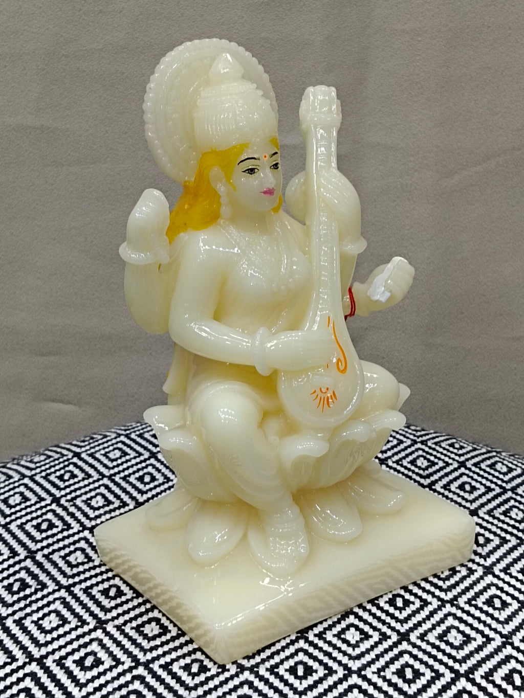 Goddess Saraswati Fiber Statue with Veena – Elegant Idol for Pooja & Décor