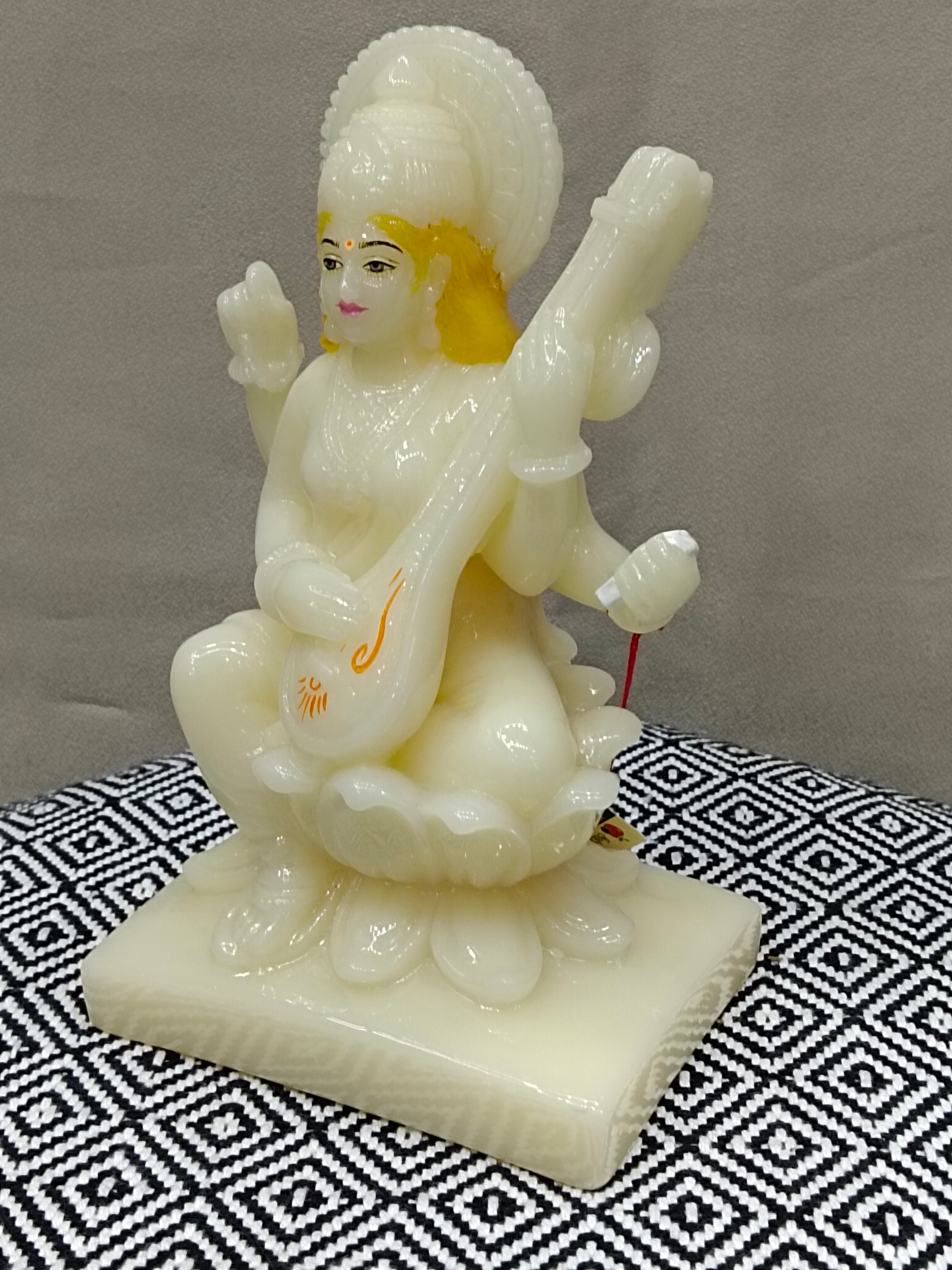 Goddess Saraswati Fiber Statue with Veena – Elegant Idol for Pooja & Décor