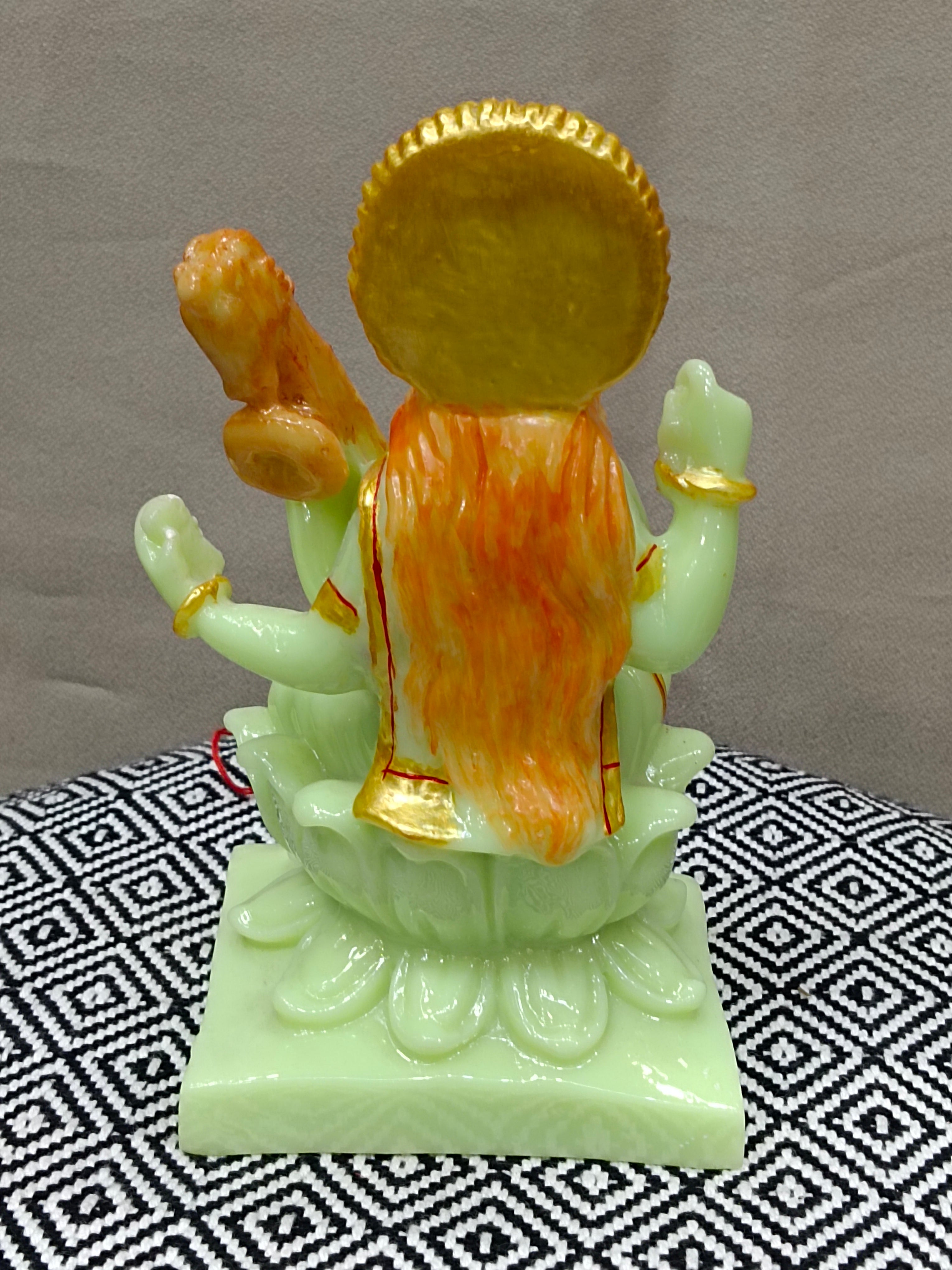Goddess Saraswati on Lotus with Veena – Green Fiber Statue