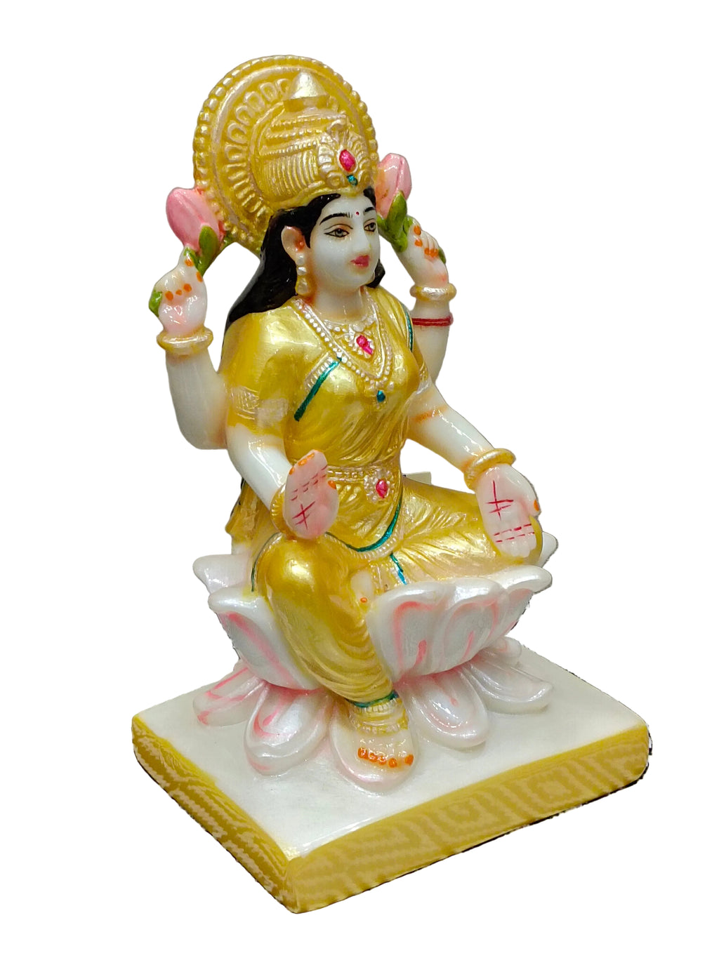 Goddess Lakshmi on Lotus with Kalash – Colorful Fiber Statue for Pooja