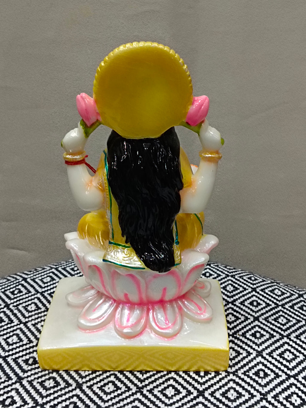 Goddess Lakshmi on Lotus with Kalash – Colorful Fiber Statue for Pooja