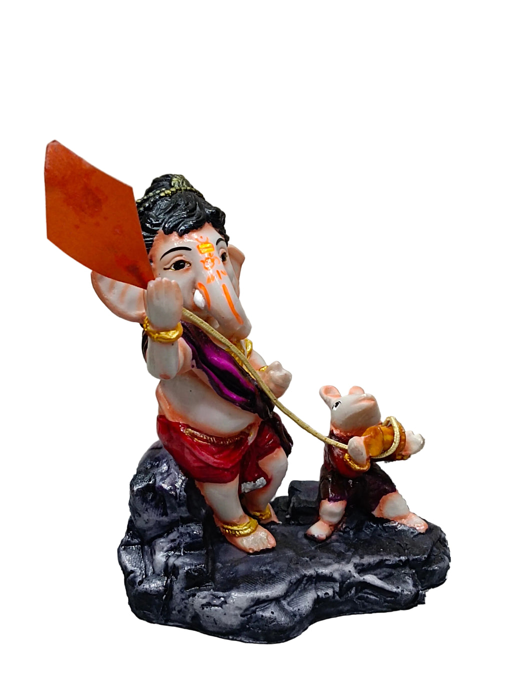 Ganesha Flying Kite with Mouse – Colorful Fiber Lord Ganesh Statue