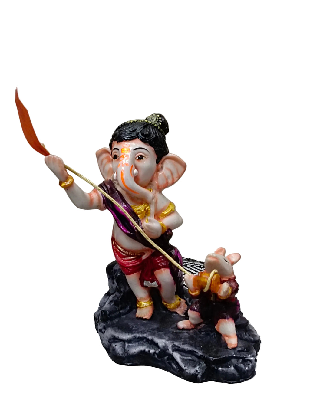 Ganesha Flying Kite with Mouse – Colorful Fiber Lord Ganesh Statue