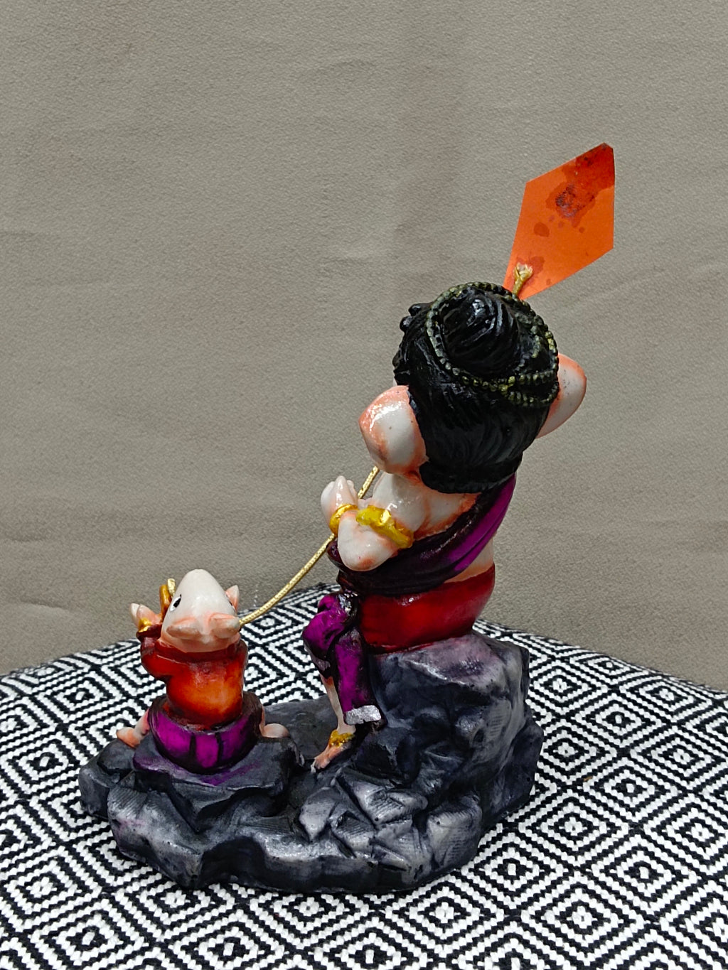 Ganesha Flying Kite with Mouse – Colorful Fiber Lord Ganesh Statue