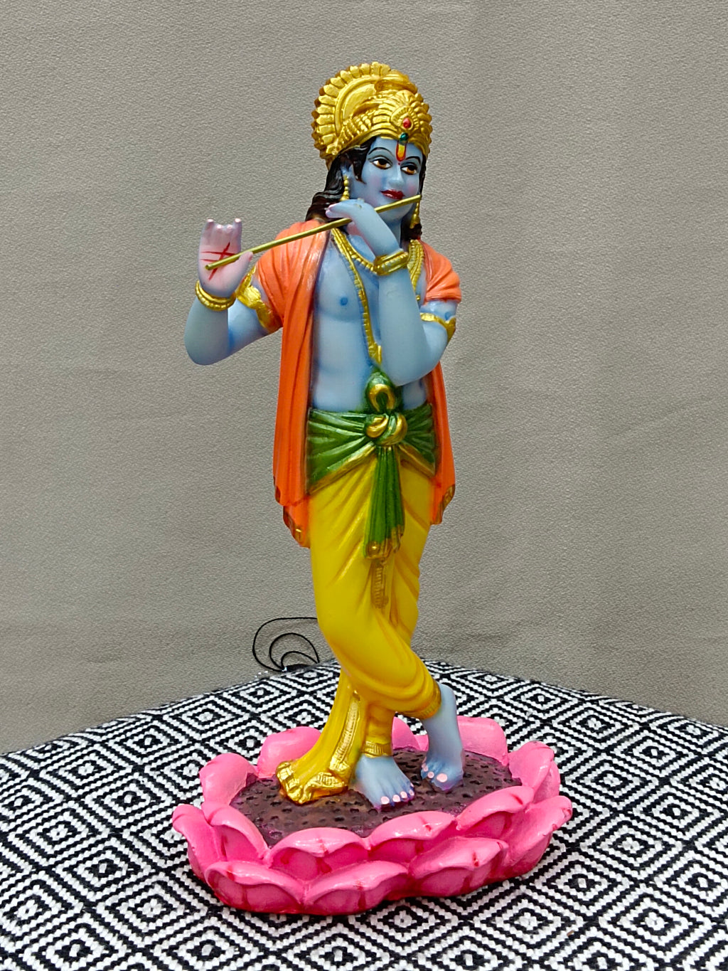 Krishna Fiber Statue with Flute – Traditional Krishna Idol