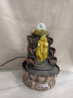 Radha Krishna Water Fountain with LED Crystal Ball – Lotus Base