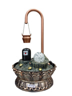 Shivling Water Fountain with LED Crystal Ball – Lotus Base