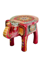 Rajasthani Hand-Painted Elephant Stand 8 Inch – Red Mandala