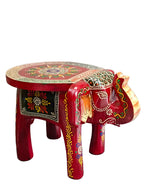 Rajasthani Hand-Painted Elephant Stand 8 Inch – Red Mandala