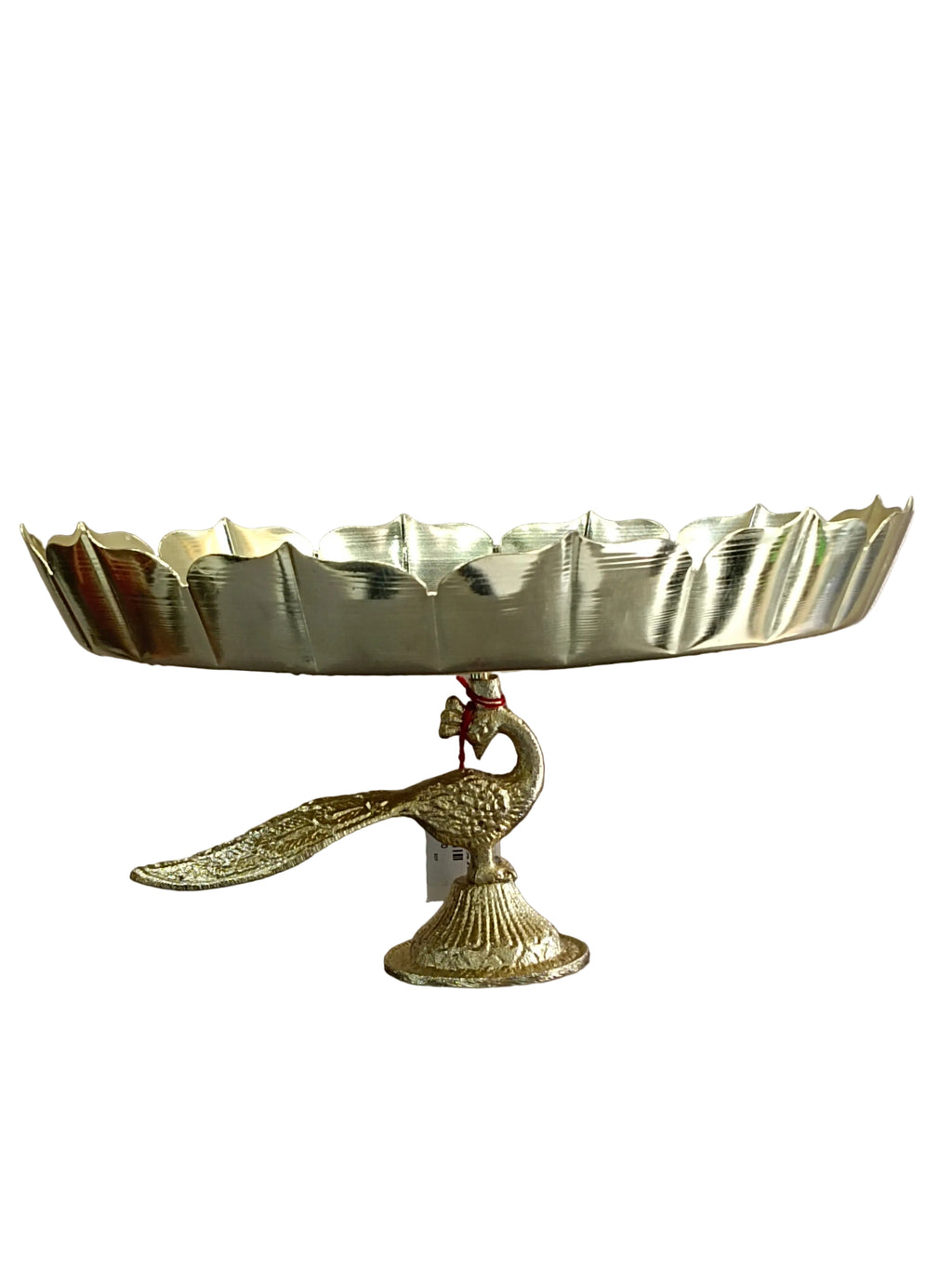 Gold Lotus Urli Bowl on Peacock Stand – Festive Decor