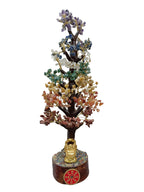 7 Chakra Crystal Tree with Laughing Buddha – Large 17 Inch