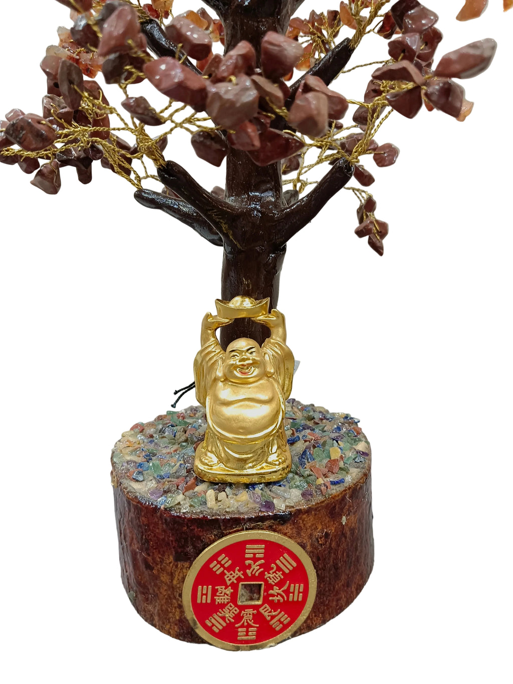 7 Chakra Crystal Tree with Laughing Buddha – Large 17 Inch