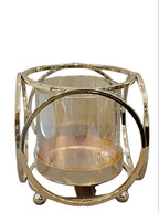 Gold Geometric Ring Candle Holder with Glass – Luxury Decor