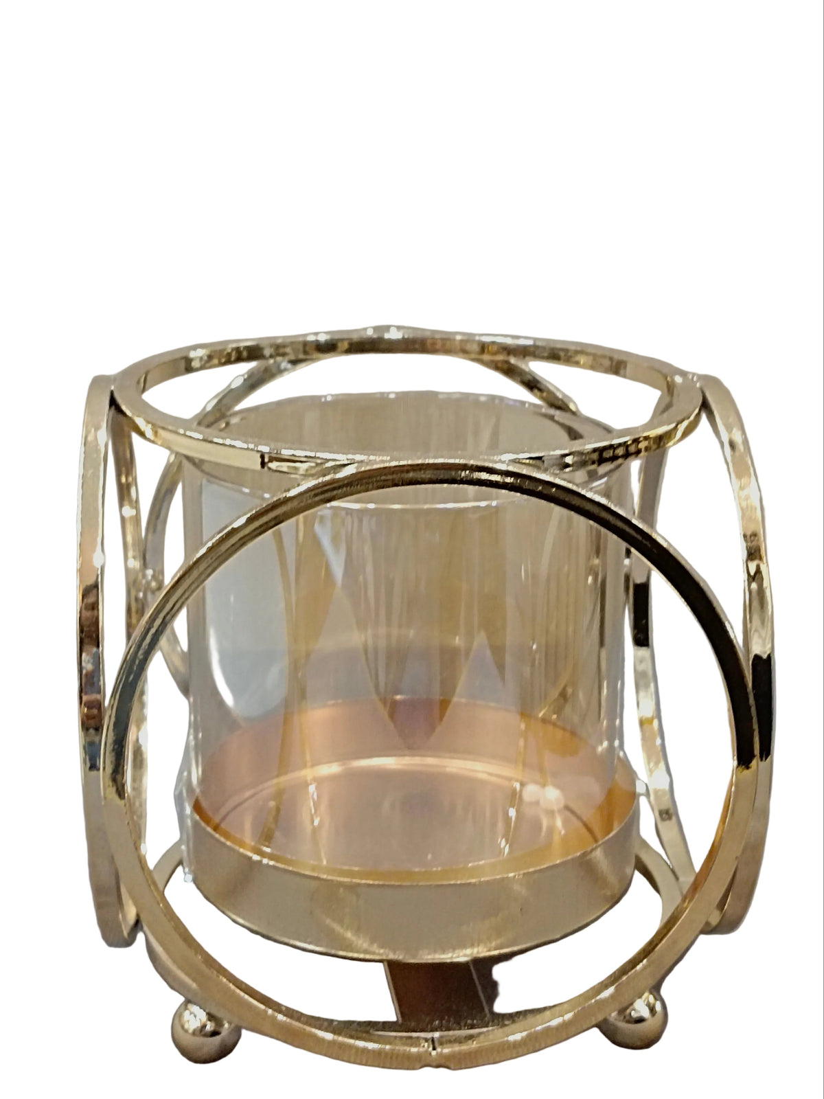 Gold Geometric Ring Candle Holder with Glass – Luxury Decor