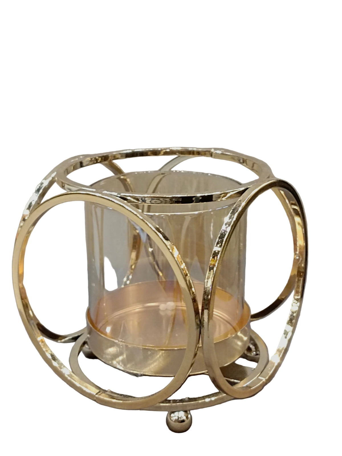 Gold Geometric Ring Candle Holder with Glass – Luxury Decor