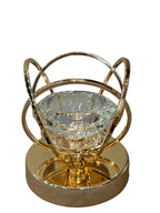 Gold Heart Ring Candle Holder with Crystal Diamond