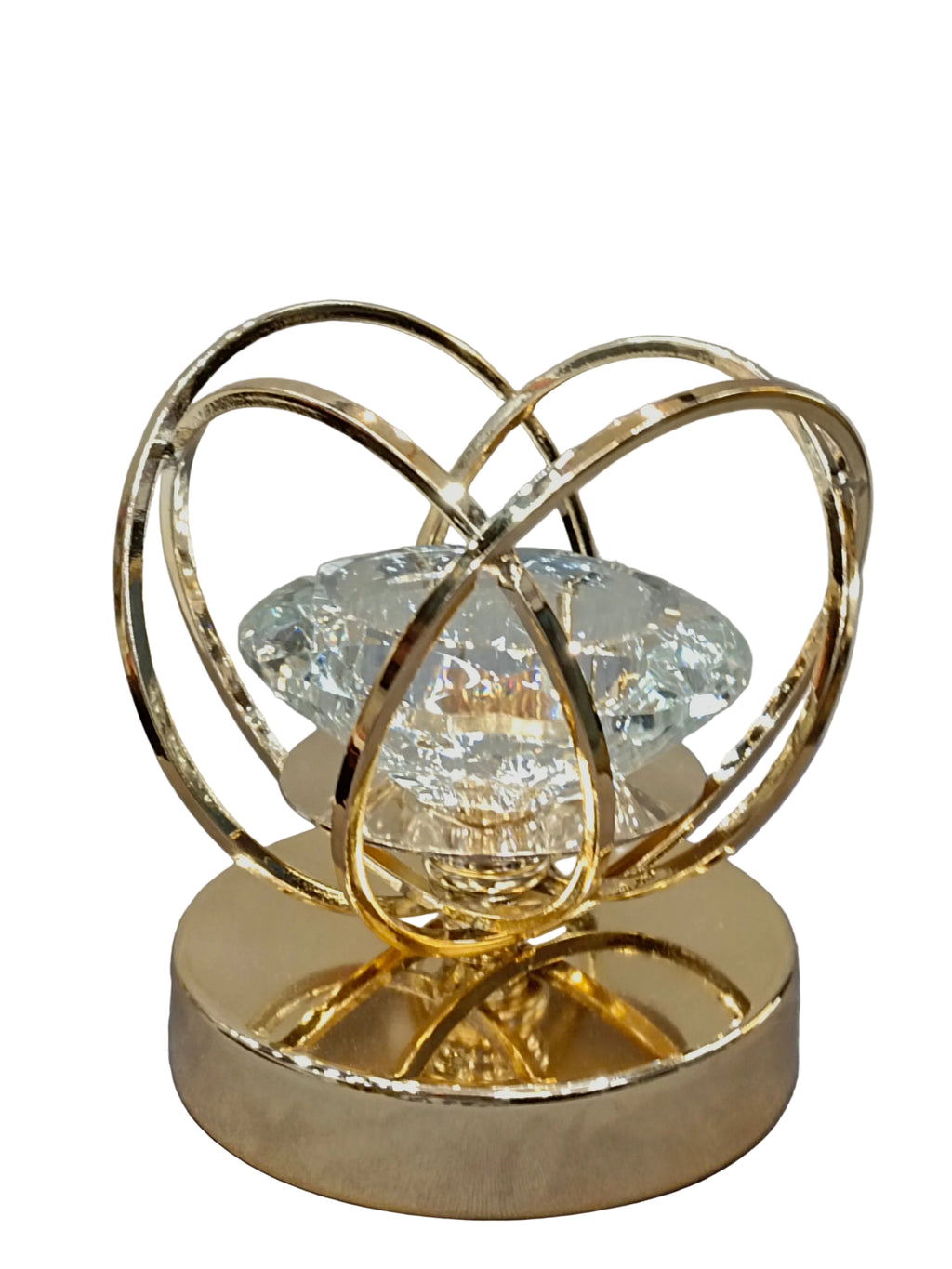Gold Heart Ring Candle Holder with Crystal Diamond