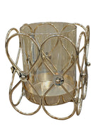 Gold Petal Loop Hurricane Candle Holder with Glass