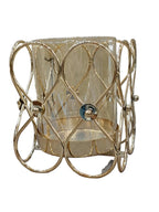 Gold Petal Loop Hurricane Candle Holder with Glass