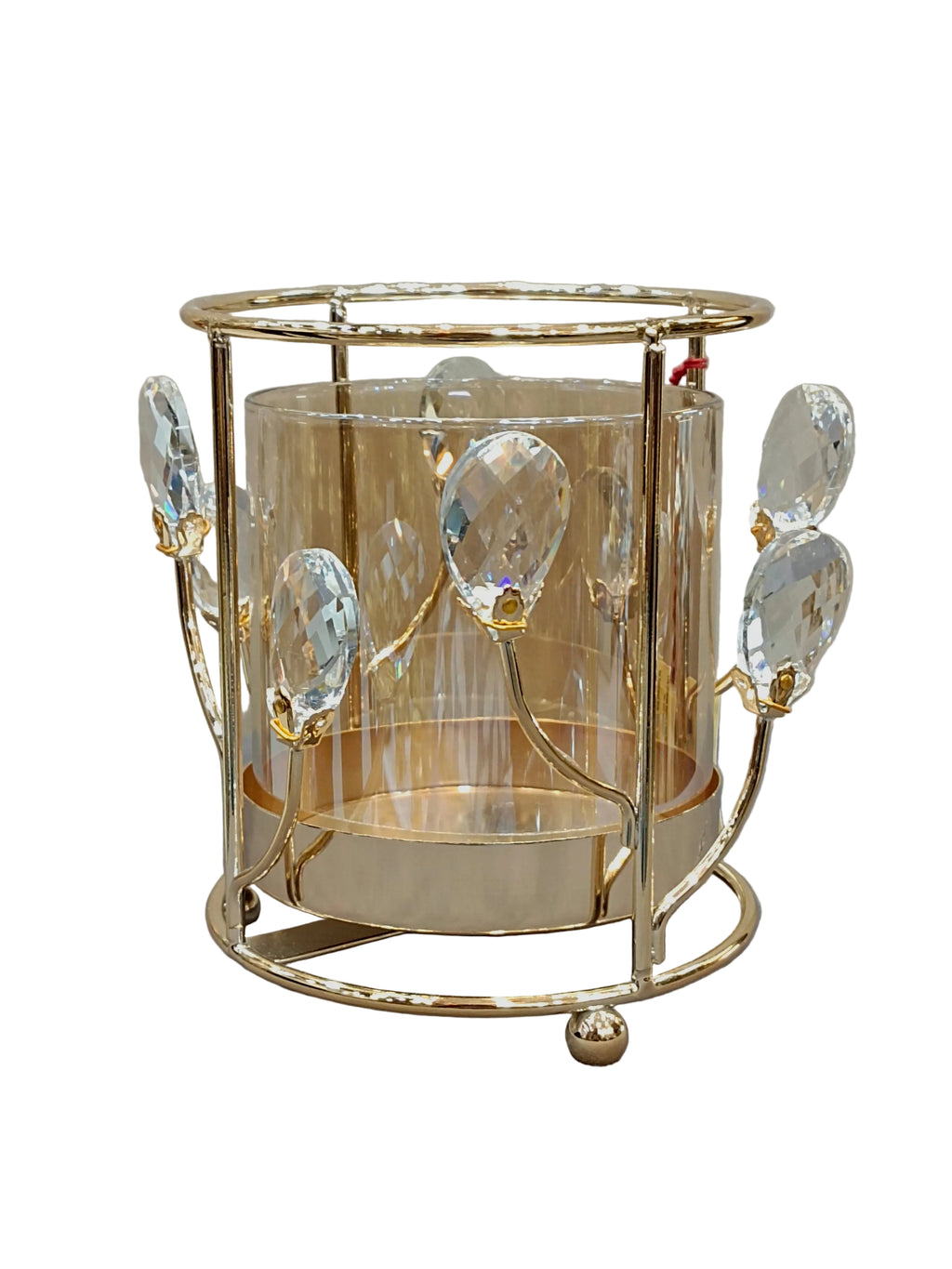 Gold Crystal Bud Candle Holder with Glass – Luxury Decor