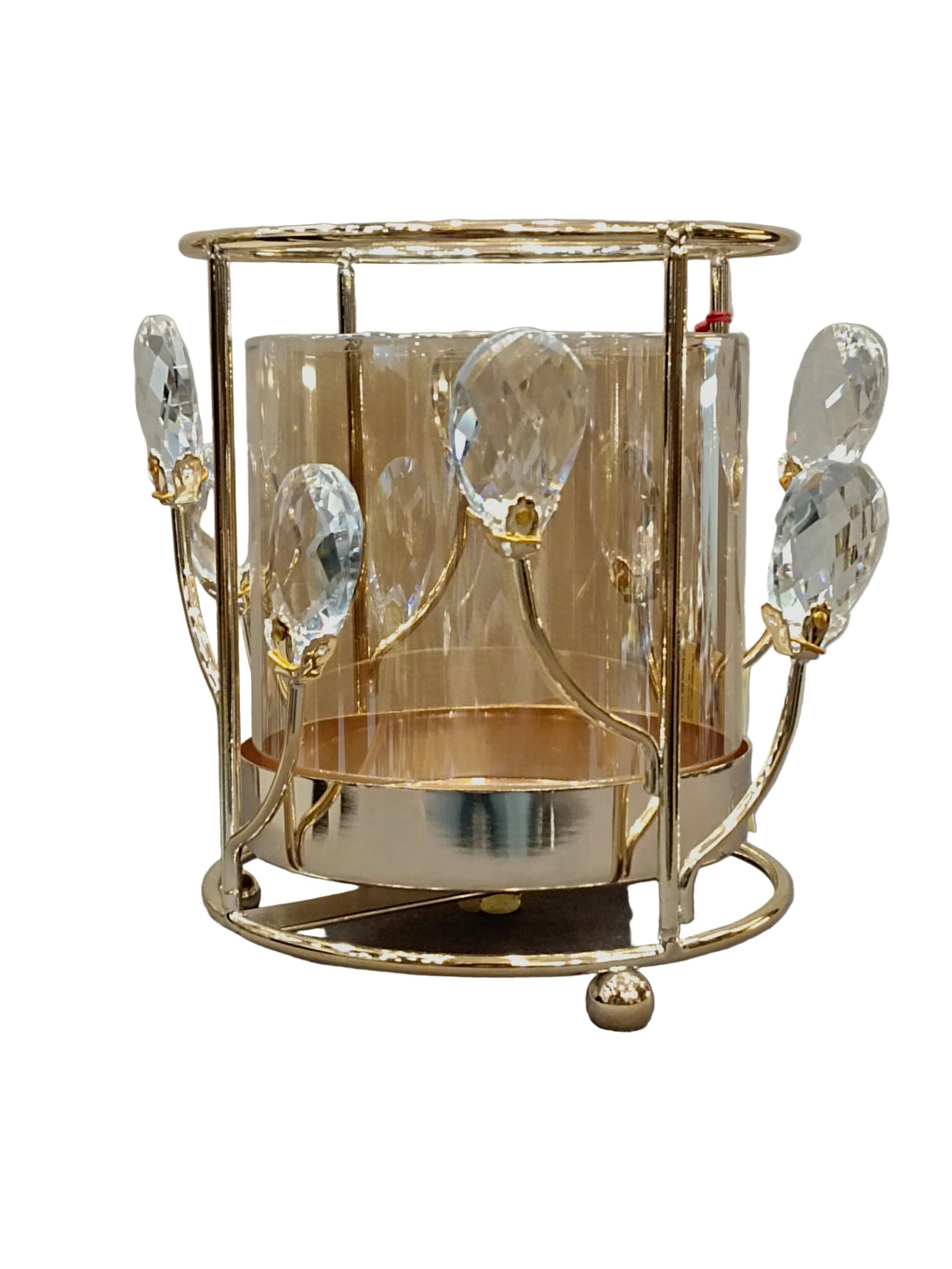 Gold Crystal Bud Candle Holder with Glass – Luxury Decor