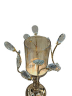 Gold Crystal Branch Pillar Candle Stand with Glass Hurricane