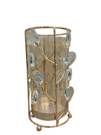 Tall Gold Crystal Vine Candle Holder with Glass Hurricane