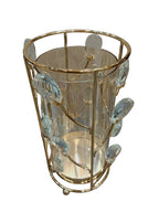 Tall Gold Crystal Vine Candle Holder with Glass Hurricane