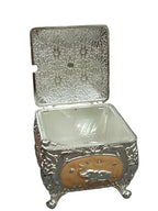Silver Elephant Square Bowl with Hinged Lid – Royal Decor Box