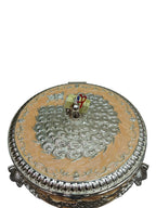 Silver Peacock Round Box with Lid – Royal Dry Fruit Box