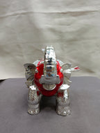 Silver & Red Elephant Bowl with Lid – Crystal Knob Decor