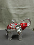 Silver & Red Elephant Bowl with Lid – Crystal Knob Decor