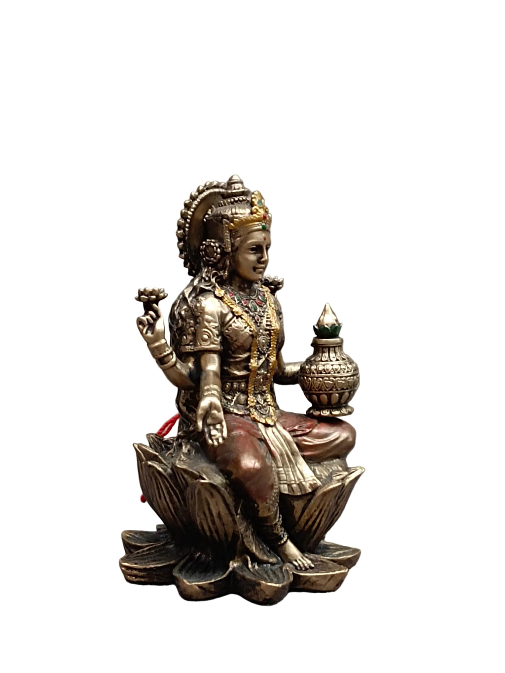 Goddess Lakshmi on Lotus Mini Idol – Bronze Finish (3.5 Inch)