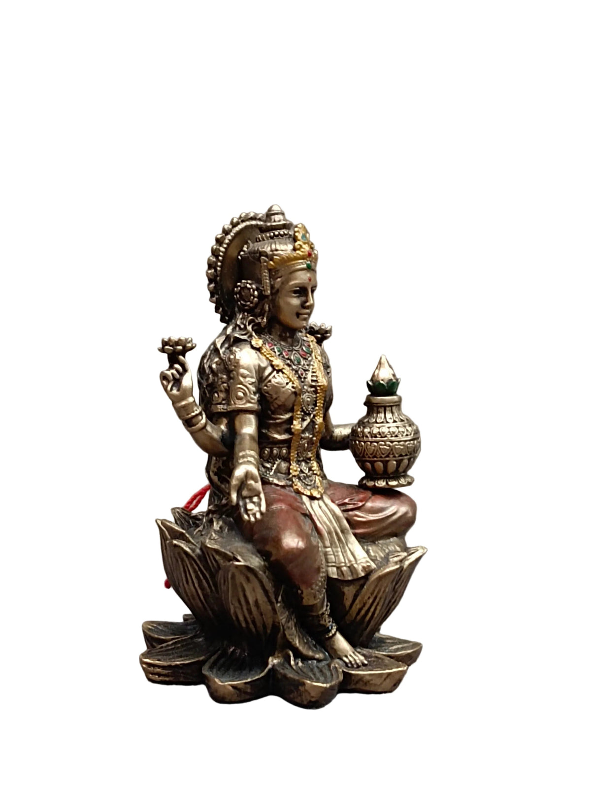 Goddess Lakshmi on Lotus Mini Idol – Bronze Finish (3.5 Inch)
