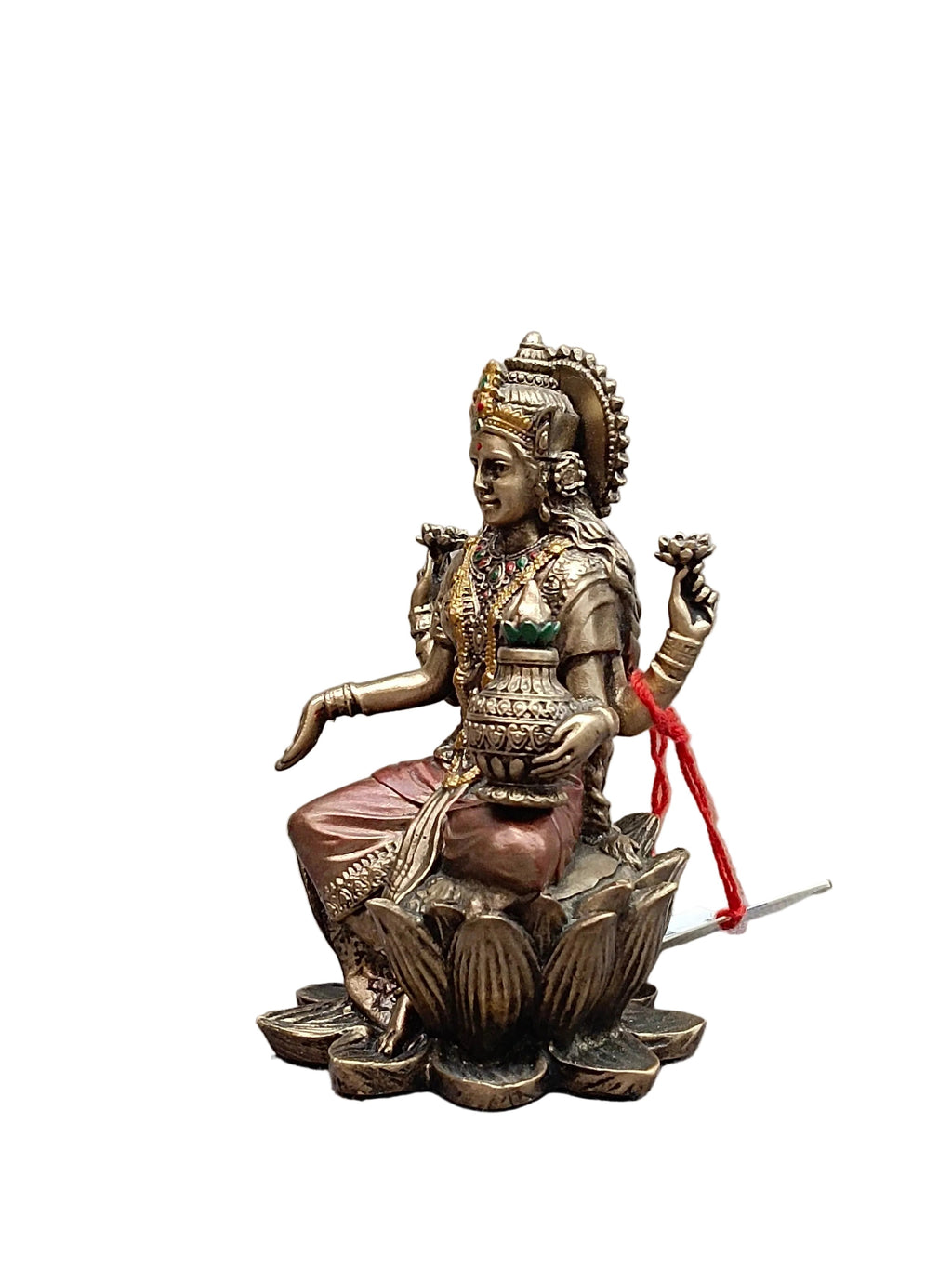 Goddess Lakshmi on Lotus Mini Idol – Bronze Finish (3.5 Inch)