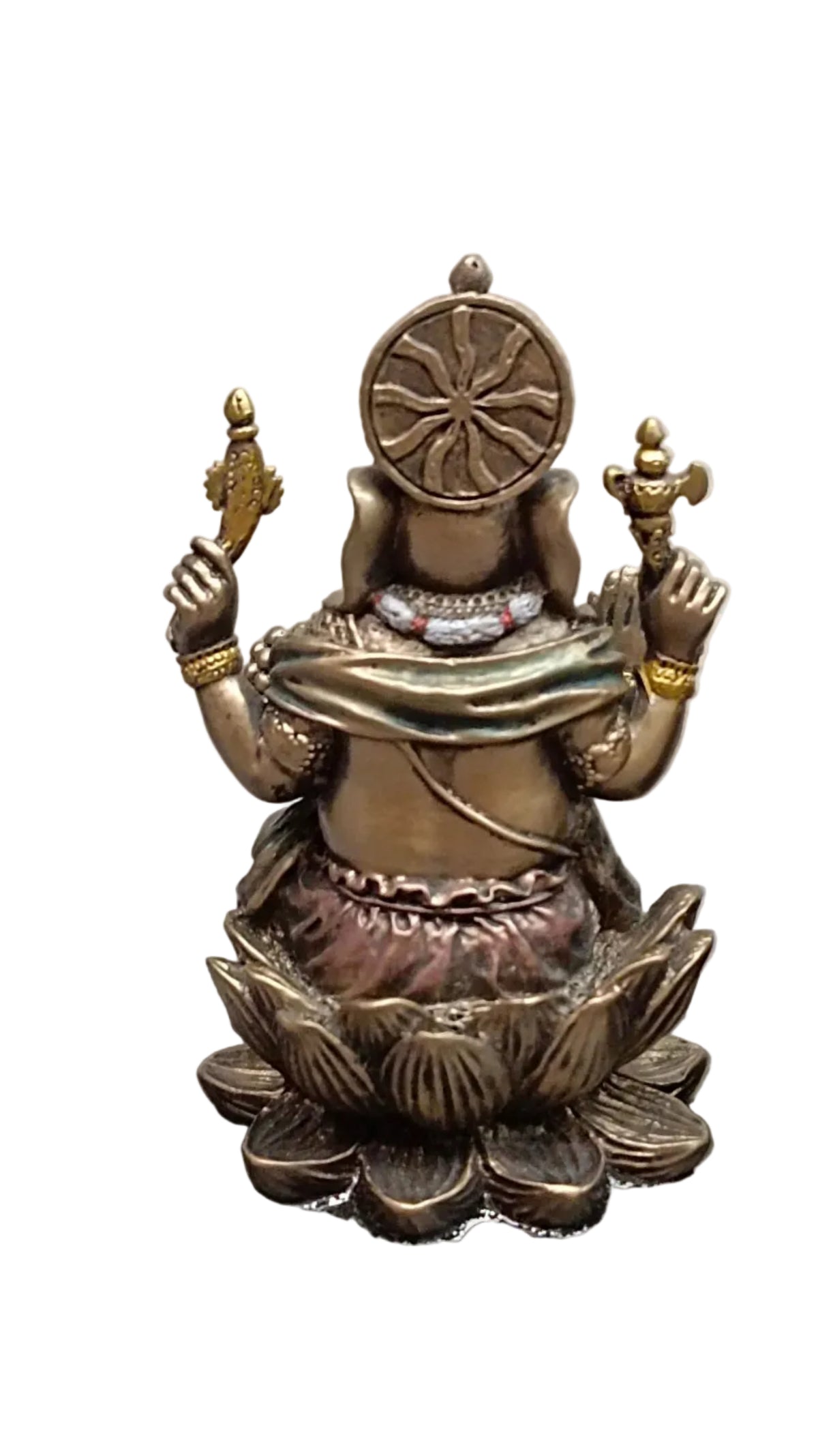 Lakshmi Ganesh Idol Set on Lotus with Base – Bronze Finish