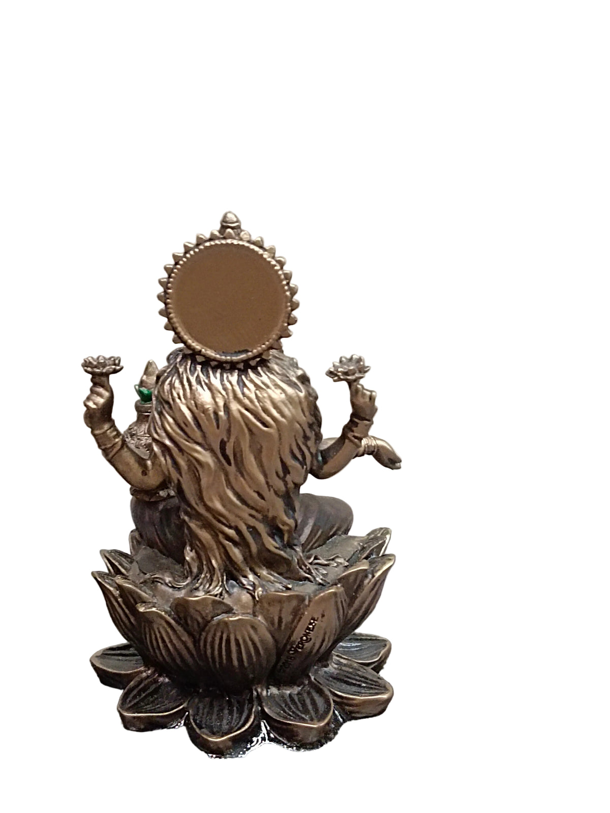 Lakshmi Ganesh Idol Set on Lotus with Base – Bronze Finish