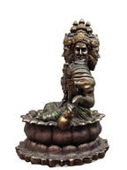 Lord Brahma Idol on Lotus – Antique Bronze Finish (5 Inch)