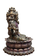 Lord Brahma Idol on Lotus – Antique Bronze Finish (5 Inch)