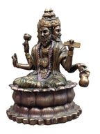 Lord Brahma Idol on Lotus – Antique Bronze Finish (5 Inch)
