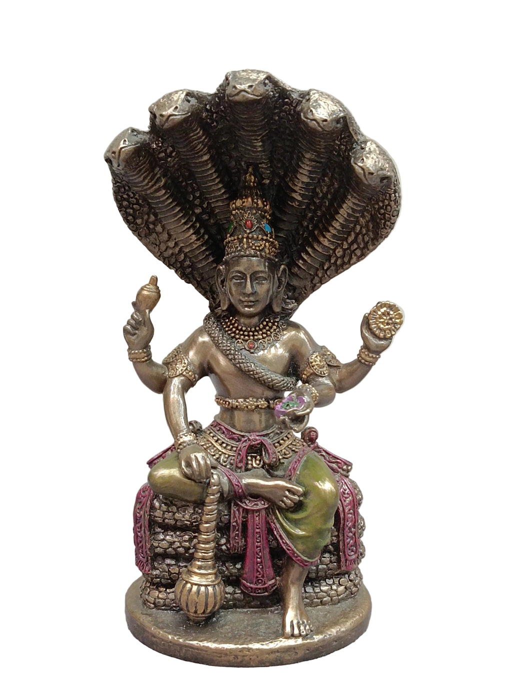 Lord Vishnu Sitting on Sheshnag Idol – Resin Bronze Finish (5.5 Inch)
