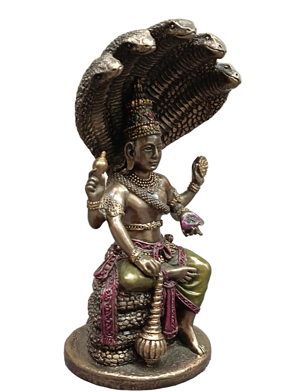 Lord Vishnu Sitting on Sheshnag Idol – Resin Bronze Finish (5.5 Inch)