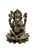 Lord Ganesha Idol on Lotus – Antique Brass Finish (4 Inch)