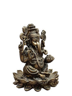 Lord Ganesha Idol on Lotus – Antique Brass Finish (4 Inch)