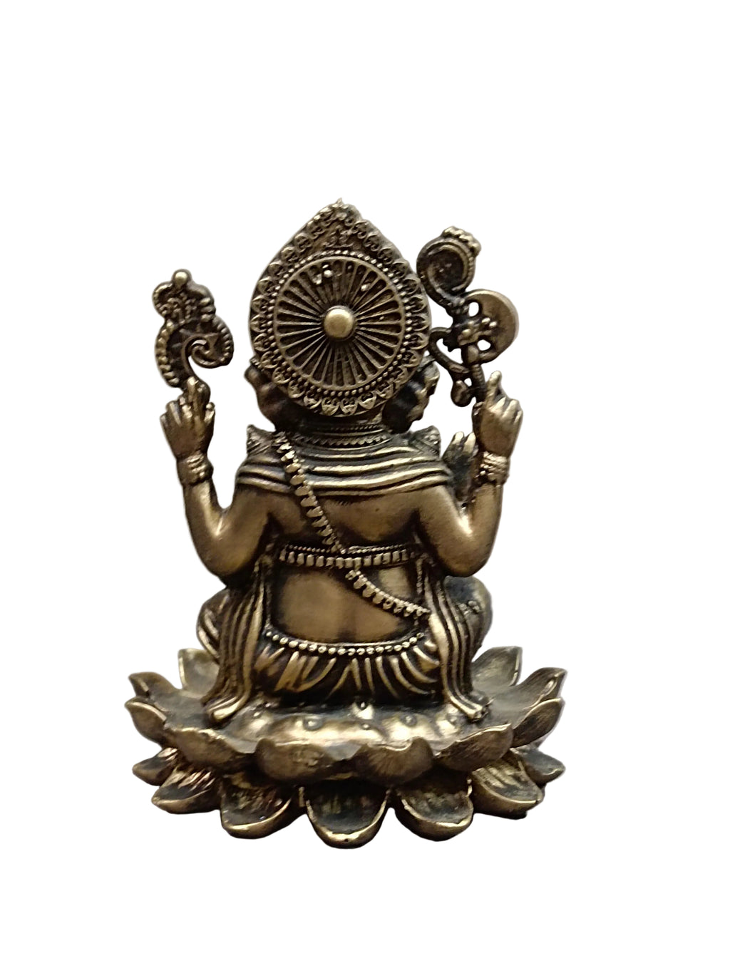 Lord Ganesha Idol on Lotus – Antique Brass Finish (4 Inch)