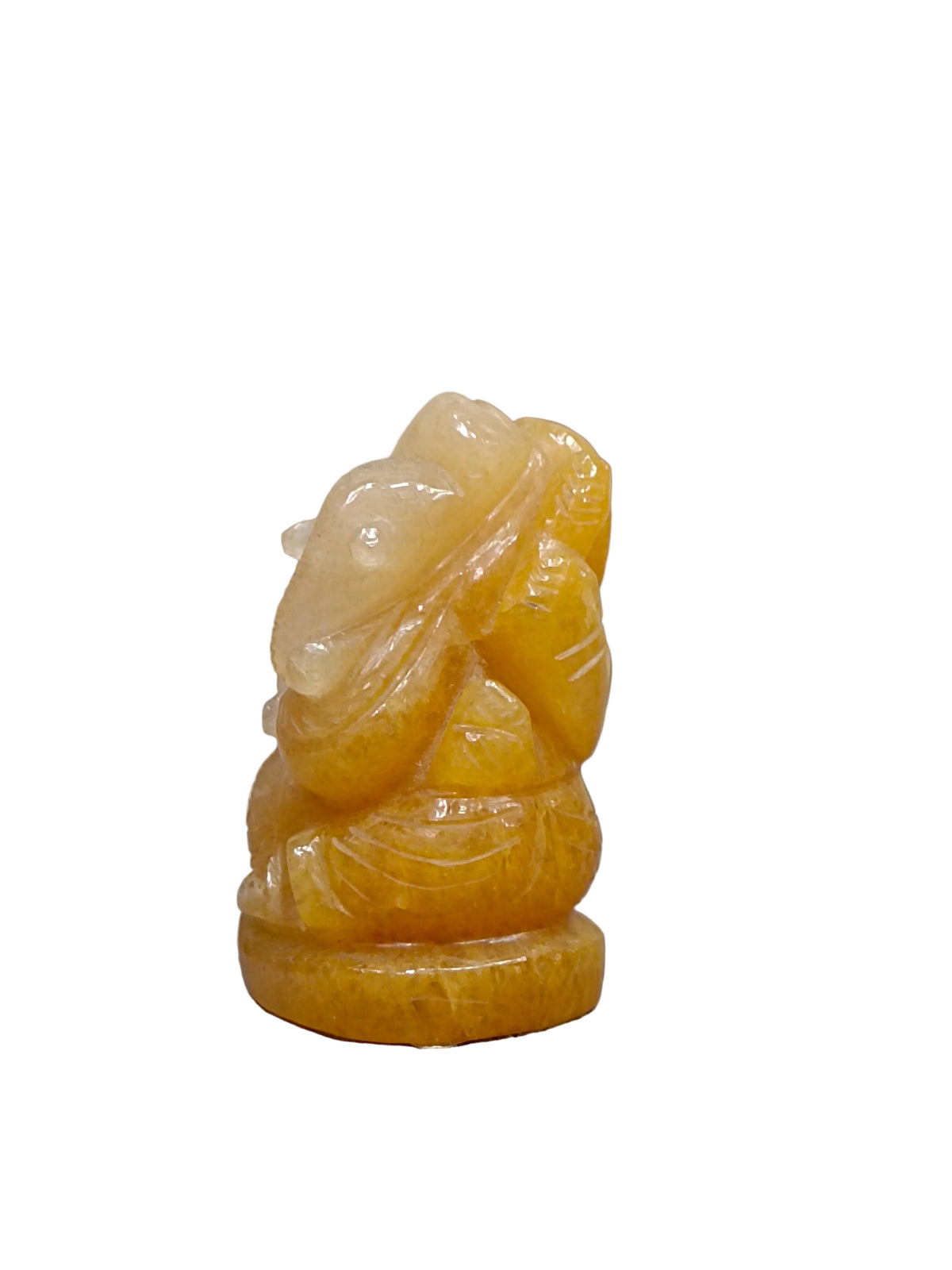 Yellow Stone Ganesh Idol – Hand-Carved Natural Stone (2.5 Inch)