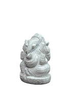 White Stone Ganesh Idol – Hand-Carved with Natural Veins (3 Inch)