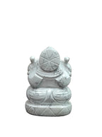 White Stone Ganesh Idol – Hand-Carved with Natural Veins (3 Inch)