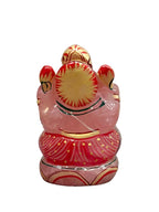 Rose Quartz Ganesh Idol – Hand-Painted Small Murti